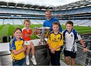 31 August 2013; Former Armagh star Steven McDonnell was the final GAA player to feature on the Bord Gáis Energy Legends Tour Series 2013 when he gave a unique tour of the Croke Park stadium and facilities this week. Steven is pictured here with, from left, Caoimhe, aged 8, Conan, aged 6, Oisin, aged 9 and Daire Cregg, aged eleven, all from Boyle, Co. Roscommon. For details of further Croke Park and museum events please check out www.crokepark.ie/events. Croke Park, Dublin. Picture credit: Matt Browne / SPORTSFILE