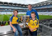 31 August 2013; Former Armagh star Steven McDonnell was the final GAA player to feature on the Bord Gáis Energy Legends Tour Series 2013 when he gave a unique tour of the Croke Park stadium and facilities this week. Steven is pictured here with Caoimhe, aged 8, and her brother Oisin Cregg, aged 9, from Boyle, Co. Roscommon. For details of further Croke Park and museum events please check out www.crokepark.ie/events. Croke Park, Dublin. Picture credit: Matt Browne / SPORTSFILE