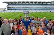 31 August 2013; Former Armagh star Steven McDonnell was the final GAA player to feature on the Bord Gáis Energy Legends Tour Series 2013 when he gave a unique tour of the Croke Park stadium and facilities this week. Steven is pictured here with a selection of the audience who attended the tour. For details of further Croke Park and museum events please check out www.crokepark.ie/events. Croke Park, Dublin. Picture credit: Matt Browne / SPORTSFILE