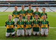1 September 2013; The Kerry team of back row, from left, Anthony Darmody, Eoin Conneff, Jamie Young, Tadhg Ó Siochrú and Aidan Cassidy, front row, from left, Gavin Kelly, Andrew Stone, Cian Whooley, Evan Finneran and Cillian Rouine before the INTO/RESPECT Exhibition GoGames at the GAA Football All-Ireland Senior Championship Semi-Final between Dublin and Kerry. Croke Park, Dublin. Picture credit: Ray McManus / SPORTSFILE
