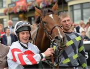 1 September 2013; Jockey Johnny Murtagh and his mount  Levanto after winning the Irish Stallion Farms European Breeders Fund 'Be My Guest' Fillies Handicap. Curragh Racecourse, The Curragh, Co. Kildare. Picture credit: Matt Browne / SPORTSFILE