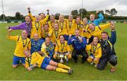 1 September 2013; The Douglas Hall LFC team celebrate with the cup following the FAI Umbro Women’s Intermediate Cup Final match between Colga FC and Douglas Hall LFC at Fahy’s Field in Galway. Photo by Diarmuid Greene/Sportsfile