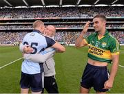 1 September 2013; Dublin doctor David Hickey with Eoghan O'Gara, and James McCarthy, right, after the game. GAA Football All-Ireland Senior Championship, Semi-Final, Dublin v Kerry, Croke Park, Dublin. Picture credit: Ray McManus / SPORTSFILE