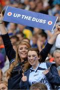 1 September 2013; Dublin supporters Sophia Martin, left, and her friend Rachel Magee, from Blanchardstown, before the game. GAA Football All-Ireland Senior Championship, Semi-Final, Dublin v Kerry, Croke Park, Dublin. Picture credit: Ray McManus / SPORTSFILE