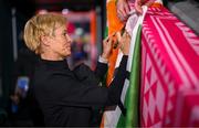 31 July 2023; Republic of Ireland manager Vera Pauw signs autographs after the FIFA Women's World Cup 2023 Group B match between Republic of Ireland and Nigeria at Brisbane Stadium in Brisbane, Australia. Photo by Stephen McCarthy/Sportsfile