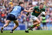 30 July 2023; Graham O'Sullivan of Kerry in action against Michael Fitzsimons of Dublin during the GAA Football All-Ireland Senior Championship final match between Dublin and Kerry at Croke Park in Dublin. Photo by Piaras Ó Mídheach/Sportsfile