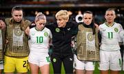 31 July 2023; Republic of Ireland manager Vera Pauw with, from left, goalkeeper Megan Walsh, Denise O'Sullivan, Áine O'Gorman and Katie McCabe after the FIFA Women's World Cup 2023 Group B match between Republic of Ireland and Nigeria at Brisbane Stadium in Brisbane, Australia. Photo by Stephen McCarthy/Sportsfile