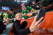 31 July 2023; Republic of Ireland manager Vera Pauw with supporters after the FIFA Women's World Cup 2023 Group B match between Republic of Ireland and Nigeria at Brisbane Stadium in Brisbane, Australia. Photo by Stephen McCarthy/Sportsfile