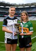 31 July 2023; In attendance at the 2023 ZuCar All-Ireland Ladies Minor Football Finals captains day are Laura Foley of Sligo, left, and Róisín Rahilly of Kerry at Croke Park in Dublin. Photo by Sam Barnes/Sportsfile
