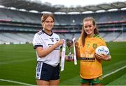 31 July 2023; In attendance at the 2023 ZuCar All-Ireland Ladies Minor Football Finals captains day are Aoibhe Shankey of Waterford, left, and Niamh Harkin of Donegal at Croke Park in Dublin. Photo by Sam Barnes/Sportsfile
