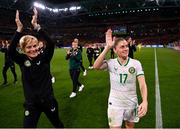 31 July 2023; Sinead Farrelly of Republic of Ireland with Republic of Ireland manager Vera Pauw after the FIFA Women's World Cup 2023 Group B match between Republic of Ireland and Nigeria at Brisbane Stadium in Brisbane, Australia. Photo by Stephen McCarthy/Sportsfile