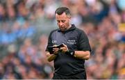 30 July 2023; Referee David Gough during the GAA Football All-Ireland Senior Championship final match between Dublin and Kerry at Croke Park in Dublin. Photo by Ramsey Cardy/Sportsfile