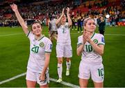 31 July 2023; Marissa Sheva, left, and Denise O'Sullivan of Republic of Ireland after the FIFA Women's World Cup 2023 Group B match between Republic of Ireland and Nigeria at Brisbane Stadium in Brisbane, Australia. Photo by Stephen McCarthy/Sportsfile