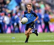 30 July 2023; Joseph Tarmey, Lismore NS, Waterford, representing Dublin, during the INTO Cumann na mBunscol GAA Respect Exhibition Go Games at the GAA Football All-Ireland Senior Championship final match between Dublin and Kerry at Croke Park in Dublin. Photo by Piaras Ó Mídheach/Sportsfile