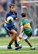 30 July 2023; Joseph Tarmey, Lismore NS, Waterford, representing Dublin, during the INTO Cumann na mBunscol GAA Respect Exhibition Go Games at the GAA Football All-Ireland Senior Championship final match between Dublin and Kerry at Croke Park in Dublin. Photo by Piaras Ó Mídheach/Sportsfile