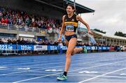 30 July 2023; Sophie O'Sullivan of Ballymore Cobh AC, Cork, crosses the line to finish second in the women's 1500m during day two of the 123.ie National Senior Outdoor Championships at Morton Stadium in Dublin. Photo by Sam Barnes/Sportsfile