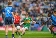 30 July 2023; Jamie Hughes, Scoil Bhríde, Carrickmacross, Monaghan, representing Kerry, during the INTO Cumann na mBunscol GAA Respect Exhibition Go Games at the GAA Football All-Ireland Senior Championship final match between Dublin and Kerry at Croke Park in Dublin. Photo by Ray McManus/Sportsfile