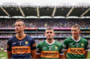 30 July 2023; Kerry players, from left, Shane Ryan, Graham O'Sullivan and Jason Foley before the GAA Football All-Ireland Senior Championship final match between Dublin and Kerry at Croke Park in Dublin. Photo by Ramsey Cardy/Sportsfile