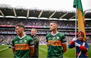 30 July 2023; Paudie Clifford, left, and Paul Geaney of Kerry before the GAA Football All-Ireland Senior Championship final match between Dublin and Kerry at Croke Park in Dublin. Photo by Ramsey Cardy/Sportsfile