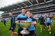 30 July 2023; Dublin selector Brian O'Regan and Con O'Callaghan of Dublin, with the Sam Maguire Cup after the GAA Football All-Ireland Senior Championship final match between Dublin and Kerry at Croke Park in Dublin. Photo by Ramsey Cardy/Sportsfile