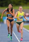 30 July 2023; Sarah Healy of UCD AC, right, on her way to winning the women's 1500m, ahead of Sophie O'Sullivan of Ballymore Cobh AC, Cork, who finished second, during day two of the 123.ie National Senior Outdoor Championships at Morton Stadium in Dublin. Photo by Stephen Marken/Sportsfile