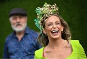 31 July 2023; Racegoer Gabrielle Dunne from Oranmore, Galway and Tim Cronin from Cork during day one of the Galway Races Summer Festival at Ballybrit Racecourse in Galway. Photo by David Fitzgerald/Sportsfile