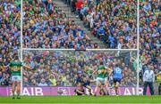 30 July 2023; Kerry goalkeeper Shane Ryan and Lee Gannon of Dublin collide during the GAA Football All-Ireland Senior Championship final match between Dublin and Kerry at Croke Park in Dublin. Photo by Ray McManus/Sportsfile