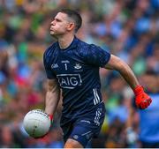30 July 2023; Dublin goalkeeper Stephen Cluxton during the GAA Football All-Ireland Senior Championship final match between Dublin and Kerry at Croke Park in Dublin. Photo by Ray McManus/Sportsfile