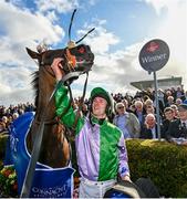 31 July 2023; Jockey Ray Barron with Teed Up after winning the Connacht Hotel handicap during day one of the Galway Races Summer Festival at Ballybrit Racecourse in Galway. Photo by David Fitzgerald/Sportsfile