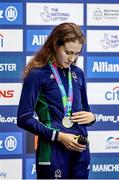 31 July 2023; Roisin Ryan of Ireland with her silver medal after the Women’s 100m Butterfly S13 during day one of the World Para Swimming Championships 2023 at Manchester Aquatics Centre in Manchester. Photo by Paul Greenwood/Sportsfile