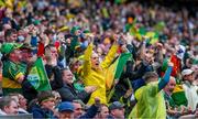 30 July 2023; Kerry supporters, in the Cusack Stand, celebrate after Diarmuid O'Connor had scored a goal during the GAA Football All-Ireland Senior Championship final match between Dublin and Kerry at Croke Park in Dublin. Photo by Ray McManus/Sportsfile