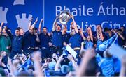 31 July 2023; Dublin captain James McCarthy and Dublin manager Dessie Farrell during the homecoming celebrations of the Dublin All-Ireland Football Champions at Smithfield in Dublin. Photo by Ramsey Cardy/Sportsfile