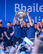 31 July 2023; Dublin captain James McCarthy and Dublin manager Dessie Farrell during the homecoming celebrations of the Dublin All-Ireland Football Champions at Smithfield in Dublin. Photo by Ramsey Cardy/Sportsfile