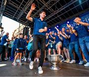 31 July 2023; Michael Fitzsimons during the homecoming celebrations of the Dublin All-Ireland Football Champions at Smithfield Square in Dublin. Photo by Ramsey Cardy/Sportsfile