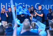 31 July 2023; Dean Rock of Dublin during the homecoming celebrations of the Dublin All-Ireland Football Champions at Smithfield Square in Dublin. Photo by Ramsey Cardy/Sportsfile