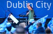 31 July 2023; Ciaran Kilkenny during the homecoming celebrations of the Dublin All-Ireland Football Champions at Smithfield Square in Dublin. Photo by Ramsey Cardy/Sportsfile