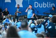 31 July 2023; Lord Mayor of Dublin Daithí de Róiste during the homecoming celebrations of the Dublin All-Ireland Football Champions at Smithfield Square in Dublin. Photo by Ramsey Cardy/Sportsfile