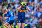 30 July 2023; Dublin players begin the celebrations and Kerry goalkeeper Shane Ryan reacts to the final whistle of the GAA Football All-Ireland Senior Championship final match between Dublin and Kerry at Croke Park in Dublin. Photo by Ray McManus/Sportsfile