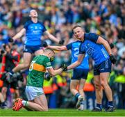 30 July 2023; Ciaran Kilkenny of Dublin shakes hands with Jason Foley of Kerry after the GAA Football All-Ireland Senior Championship final match between Dublin and Kerry at Croke Park in Dublin. Photo by Ray McManus/Sportsfile