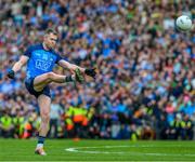 30 July 2023; Dean Rock of Dublin kicks a late free, which he converted to leave a two point lead, during the GAA Football All-Ireland Senior Championship final match between Dublin and Kerry at Croke Park in Dublin. Photo by Ray McManus/Sportsfile