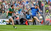 30 July 2023; Con O'Callaghan of Dublin in action against Tadhg Morley of Kerry during the GAA Football All-Ireland Senior Championship final match between Dublin and Kerry at Croke Park in Dublin. Photo by Seb Daly/Sportsfile