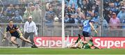 30 July 2023; Paddy Small of Dublin scores his side's first goal during the GAA Football All-Ireland Senior Championship final match between Dublin and Kerry at Croke Park in Dublin. Photo by Seb Daly/Sportsfile