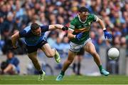 30 July 2023; Paudie Clifford of Kerry in action against John Small of Dublin during the GAA Football All-Ireland Senior Championship final match between Dublin and Kerry at Croke Park in Dublin. Photo by Seb Daly/Sportsfile