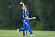 1 August 2023; Mikey O'Reilly of Leinster Lightning bowls during the Rario Inter-Provincial Trophy 2023 match between Leinster Lightning and Munster Reds at Pembroke Cricket Club in Dublin. Photo by Sam Barnes/Sportsfile