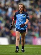 30 July 2023; Kerry Ward, St Teresa's PS, Mountnorris, Armagh, representing Dublin, during the INTO Cumann na mBunscol GAA Respect Exhibition Go Games at the GAA Football All-Ireland Senior Championship final match between Dublin and Kerry at Croke Park in Dublin. Photo by Brendan Moran/Sportsfile