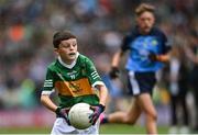 30 July 2023; Daithí Byrne, St Ailbe's NS, Emly, Tipperary, representing Kerry, during the INTO Cumann na mBunscol GAA Respect Exhibition Go Games at the GAA Football All-Ireland Senior Championship final match between Dublin and Kerry at Croke Park in Dublin. Photo by David Fitzgerald/Sportsfile