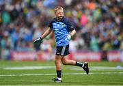 30 July 2023; Charlie Fogarty, Rathangan NS, Duncormick, Wexford, representing Dublin, during the INTO Cumann na mBunscol GAA Respect Exhibition Go Games at the GAA Football All-Ireland Senior Championship final match between Dublin and Kerry at Croke Park in Dublin. Photo by David Fitzgerald/Sportsfile