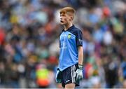 30 July 2023; Zach Healy, Sacred Heart NS, Clondalkin, Dublin, representing Dublin, during the INTO Cumann na mBunscol GAA Respect Exhibition Go Games at the GAA Football All-Ireland Senior Championship final match between Dublin and Kerry at Croke Park in Dublin. Photo by David Fitzgerald/Sportsfile