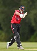 1 August 2023; Murray Commins of Munster Reds hits a six during the Rario Inter-Provincial Trophy 2023 match between Leinster Lightning and Munster Reds at Pembroke Cricket Club in Dublin. Photo by Sam Barnes/Sportsfile