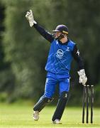 1 August 2023; Leinster Lightning wicketkeeper Mark Donegan appeals for the wicket of Nathan Maguire of Munster Reds during the Rario Inter-Provincial Trophy 2023 match between Leinster Lightning and Munster Reds at Pembroke Cricket Club in Dublin. Photo by Sam Barnes/Sportsfile